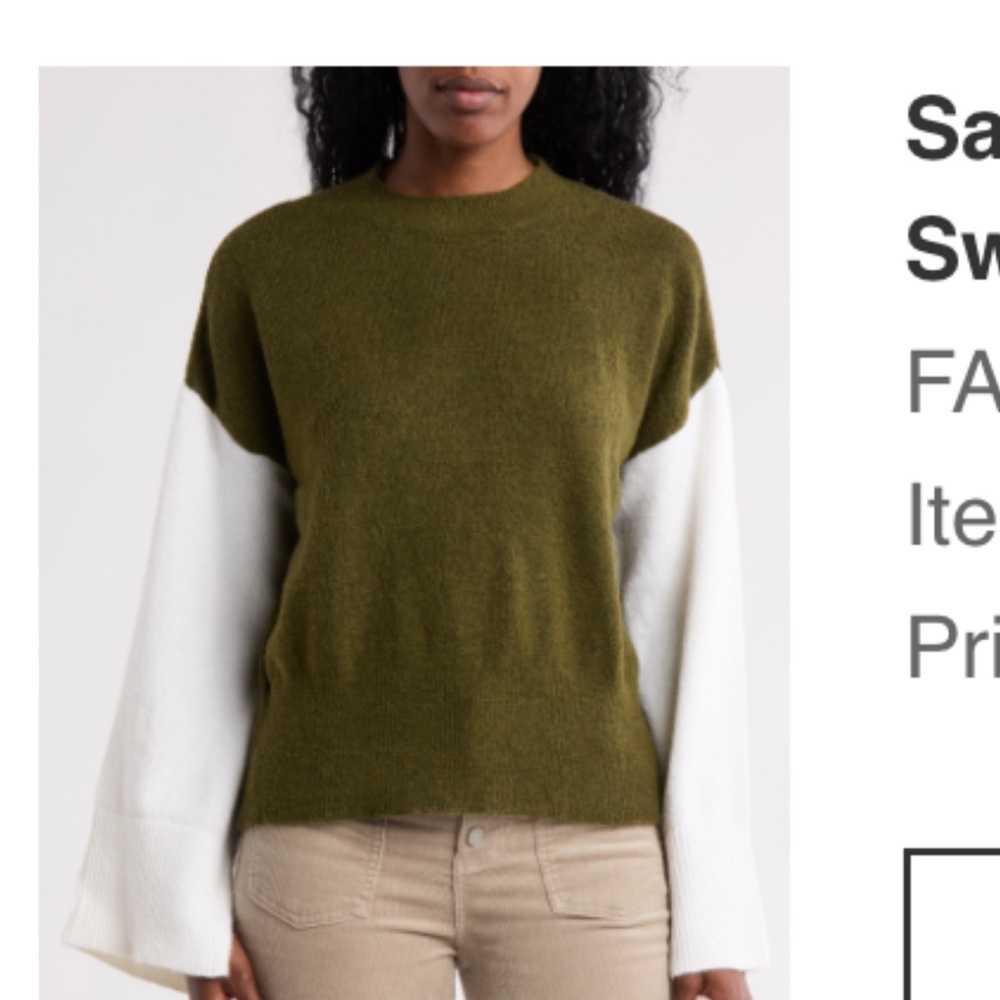 Elegant Olive and White Women's Sweater